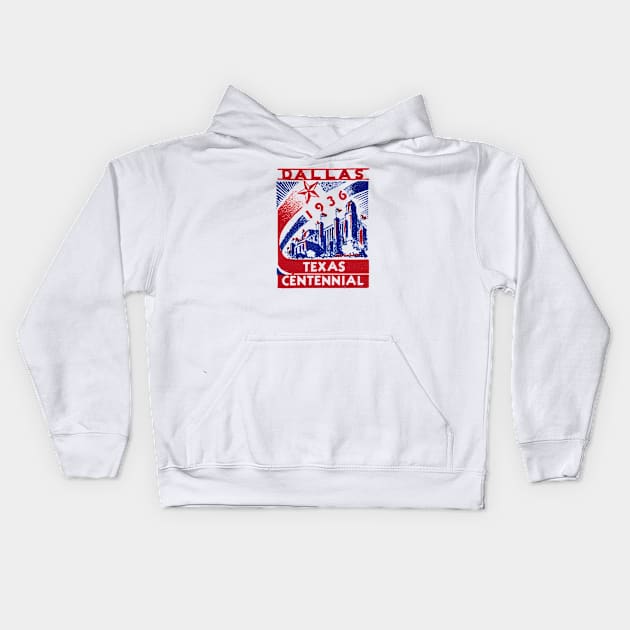 1936 Dallas Texas Centennial Kids Hoodie by historicimage